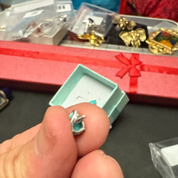 925 Silver Rhodium Plated Turquoise Sleeping Beauty  Teardrop Earrings - Picture 6 of 9